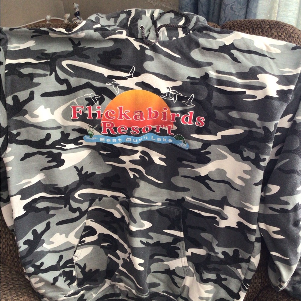 Port and Company Camouflage Hoodie - Black, Gray, White